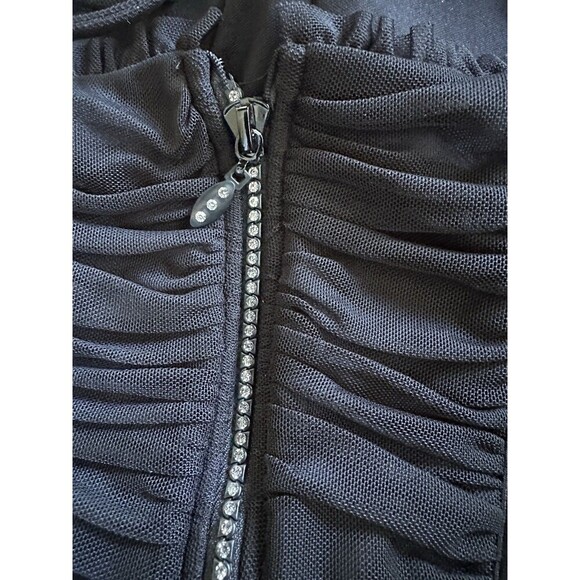 City Studios Juniors' Ruched Bustier Bodycon Mesh Mini  Dress Black 3/4 - Picture 8 of 9